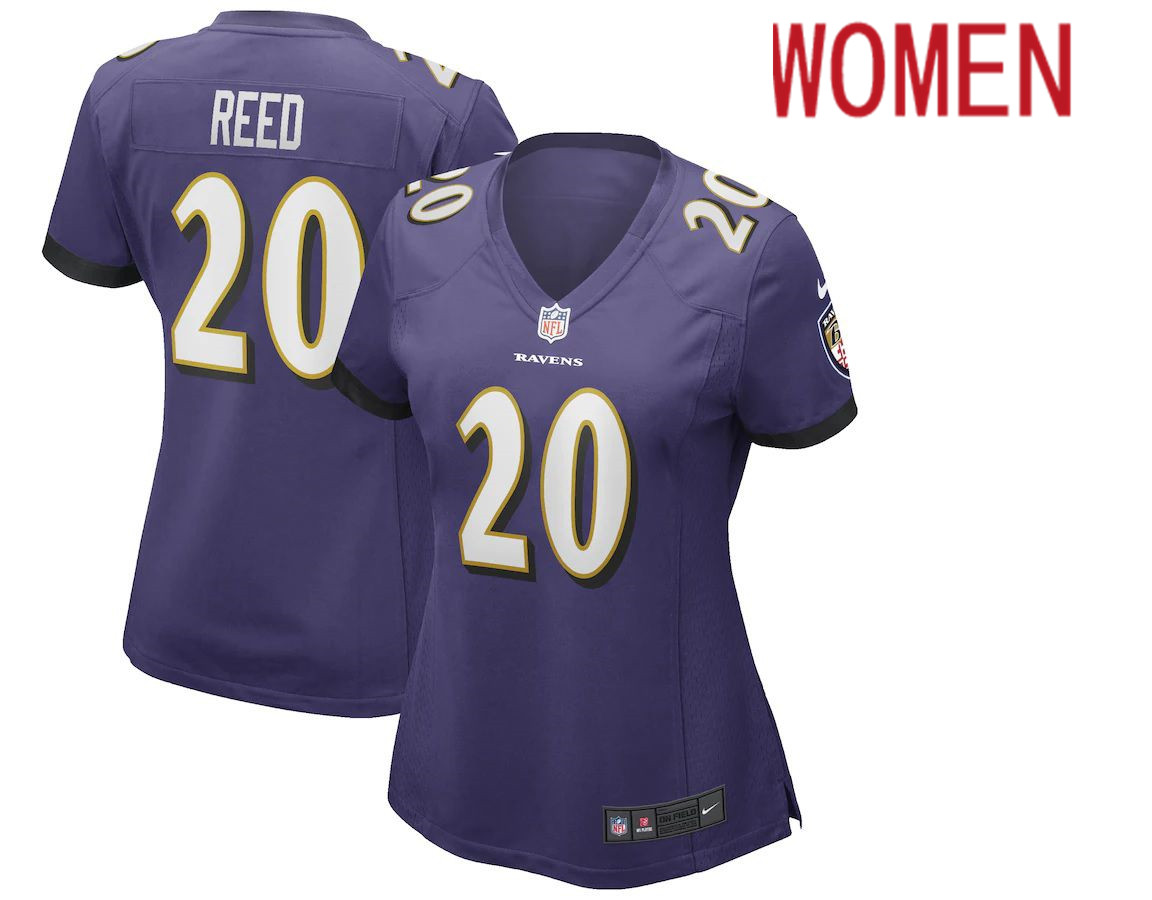 Women Baltimore Ravens #20 Ed Reed Nike Purple Game Retired Player NFL Jersey->women nfl jersey->Women Jersey